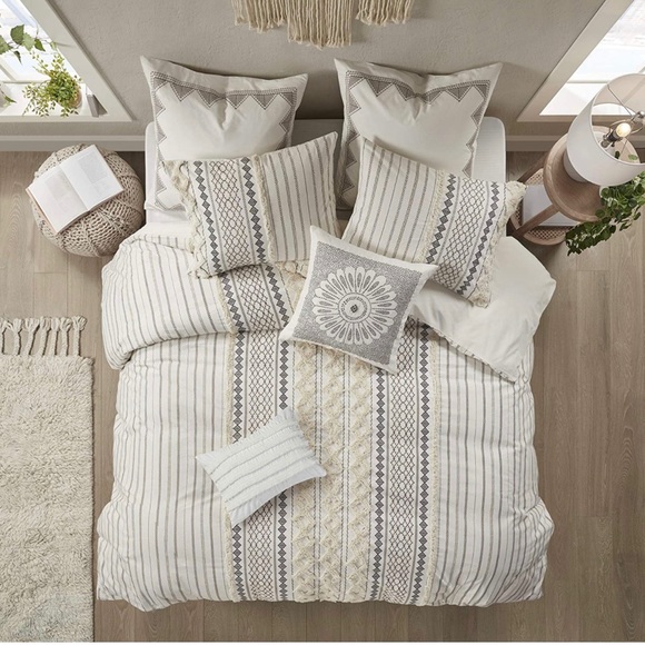 Ink+Ivy Bedding Inkivy New Queen Ivory Imani Boho Tufted Chenille